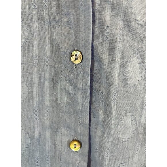 Hester & Orchard Women's Large Short Sleeve Blue Button Down Blouse - Picture 4 of 7